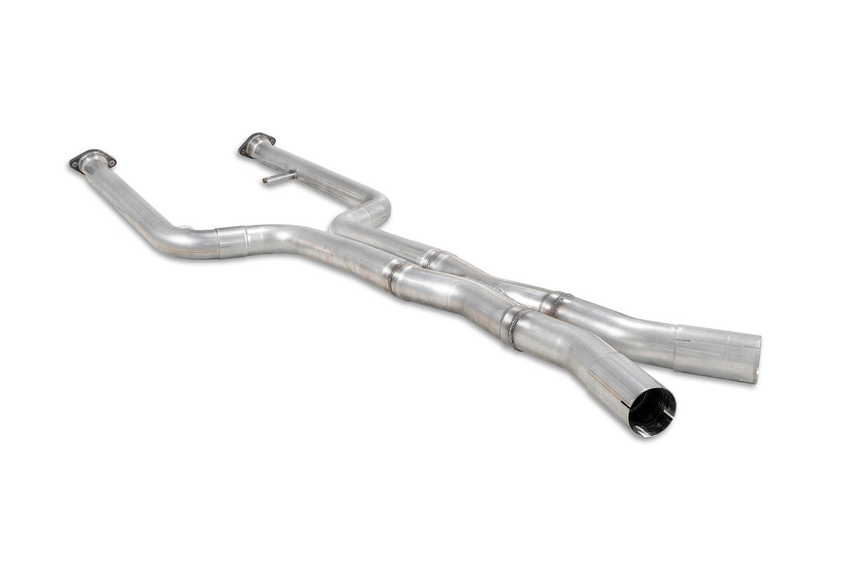 Scorpion BMW M2 G87 mid-pipe exhaust component with polished metal finish and precise-fit design for enhanced performance.