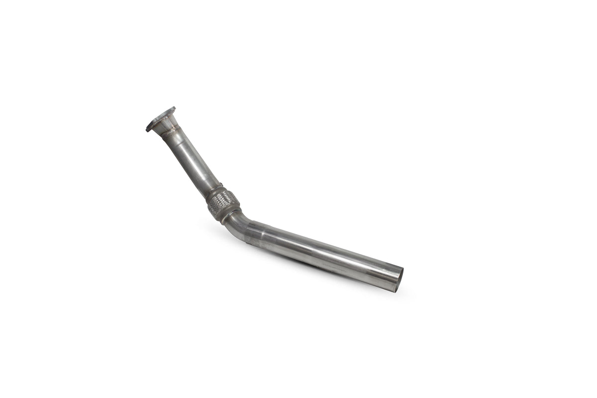 Scorpion Audi TT Mk1 180 De-Cat Downpipe in metal with exhaust flange and piping, designed for performance upgrades.