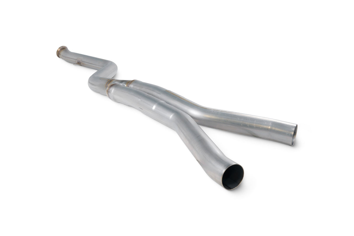 Scorpion BMW M240i G42 GPF Delete Pipe installed, showing the stainless steel exhaust modification for improved performance.
