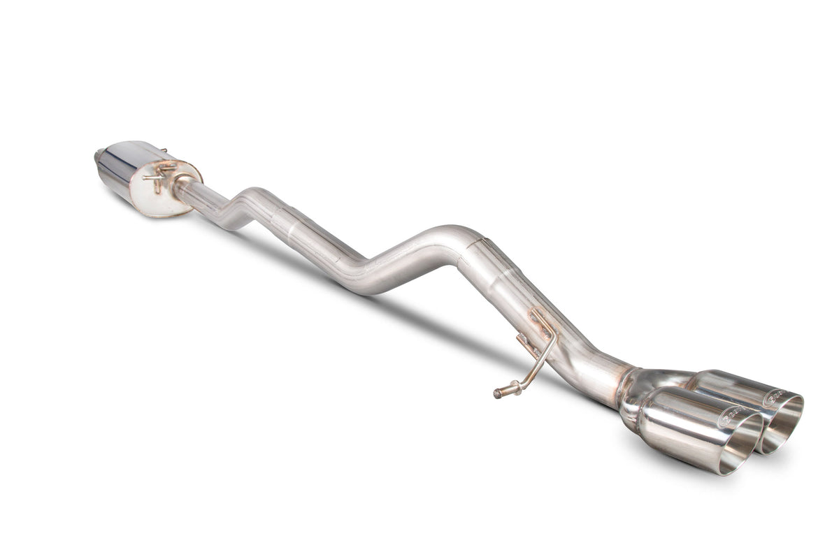 Scorpion Volkswagen Transporter T5 T6 DPF-Back Exhaust System in polished metal, showing the resonated cat and DP back pipe.