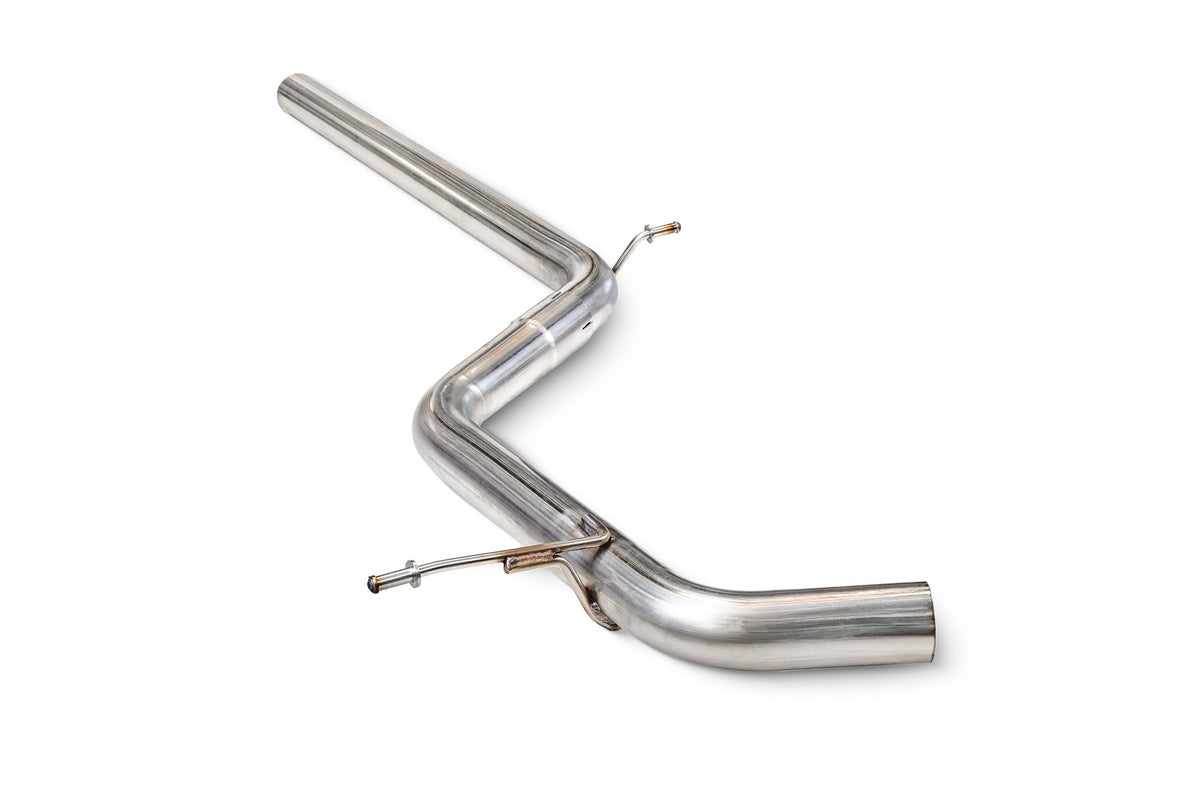 Scorpion Volkswagen Golf Mk7.5 1.5 TSI centre silencer delete pipe, aftermarket exhaust component, metal pipe with smooth finish.