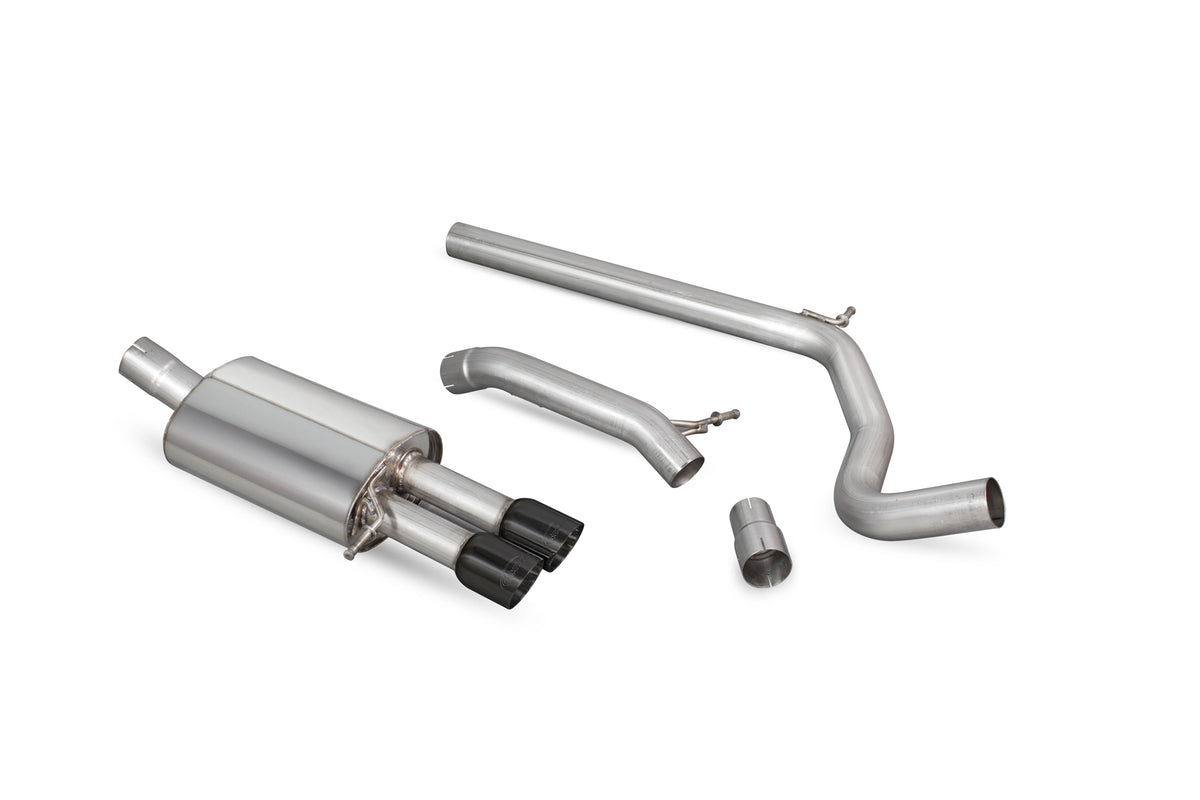 Scorpion Volkswagen Polo Gti 1.8T 9n3 non-resonated cat-back exhaust system with polished stainless steel pipes and muffler.