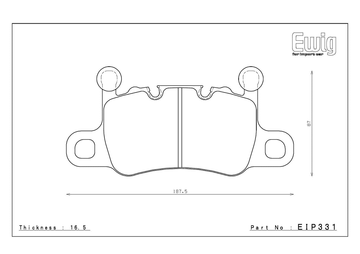 Official Endless EIP331 brake pad shape drawing