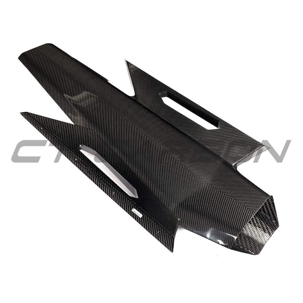 CT Carbon Lamborghini Revueltto carbon fiber engine cover and roof scoop, showcasing sleek design and lightweight construction.