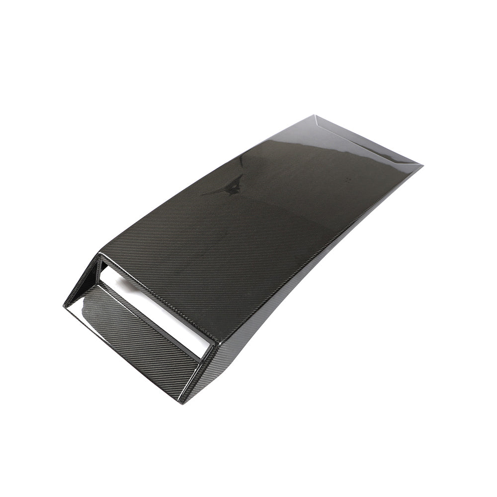 Carbon fibre roof scoop accessory for McLaren 570S and 570GT by CT Carbon, shown installed on the car's roof.