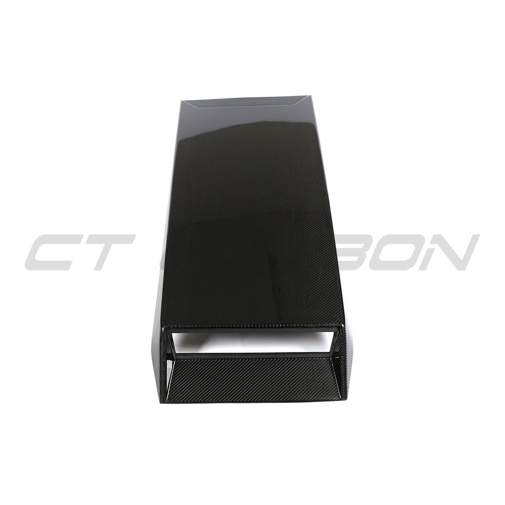 Carbon fibre roof scoop accessory for McLaren 570S and 570GT by CT Carbon, shown on the car's roof.