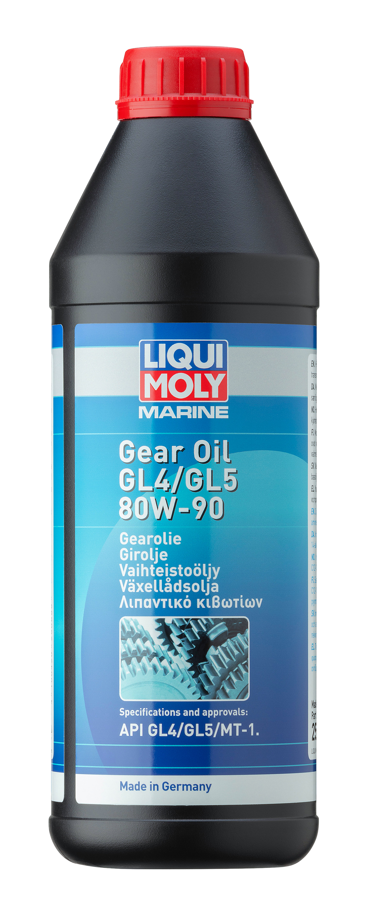 Liqui Moly Marine Gear Oil GL4/GL5 80W-90 container, ideal for marine gearboxes and differentials, with brand logo visible.