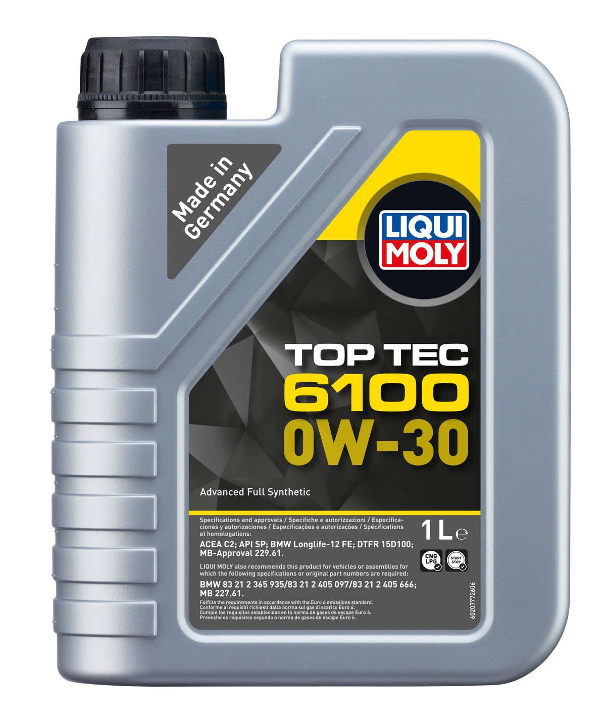 Liqui Moly Top Tec 6100 0W-30 engine oil bottle, high-quality motor oil for vehicle engine lubrication.