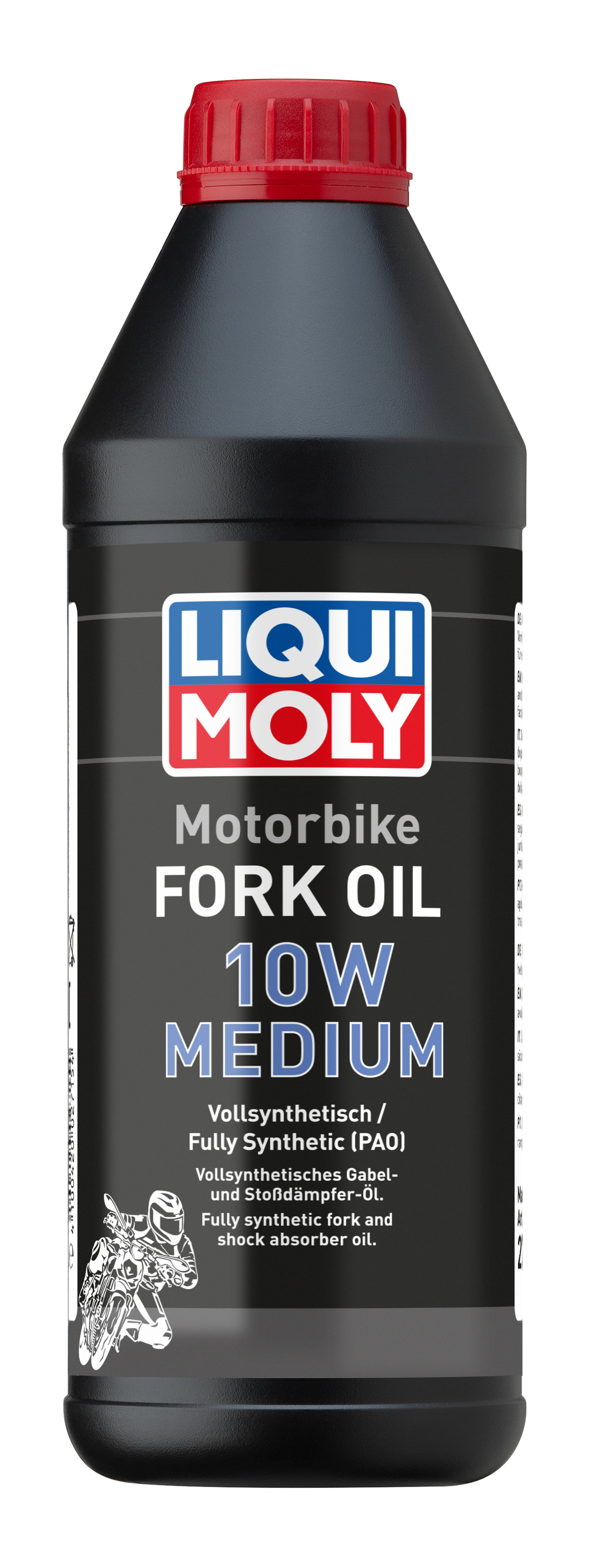 Liqui Moly Motorbike Fork Oil 10W Medium bottle, suitable for motorcycle suspension systems, with a clear label on the container.