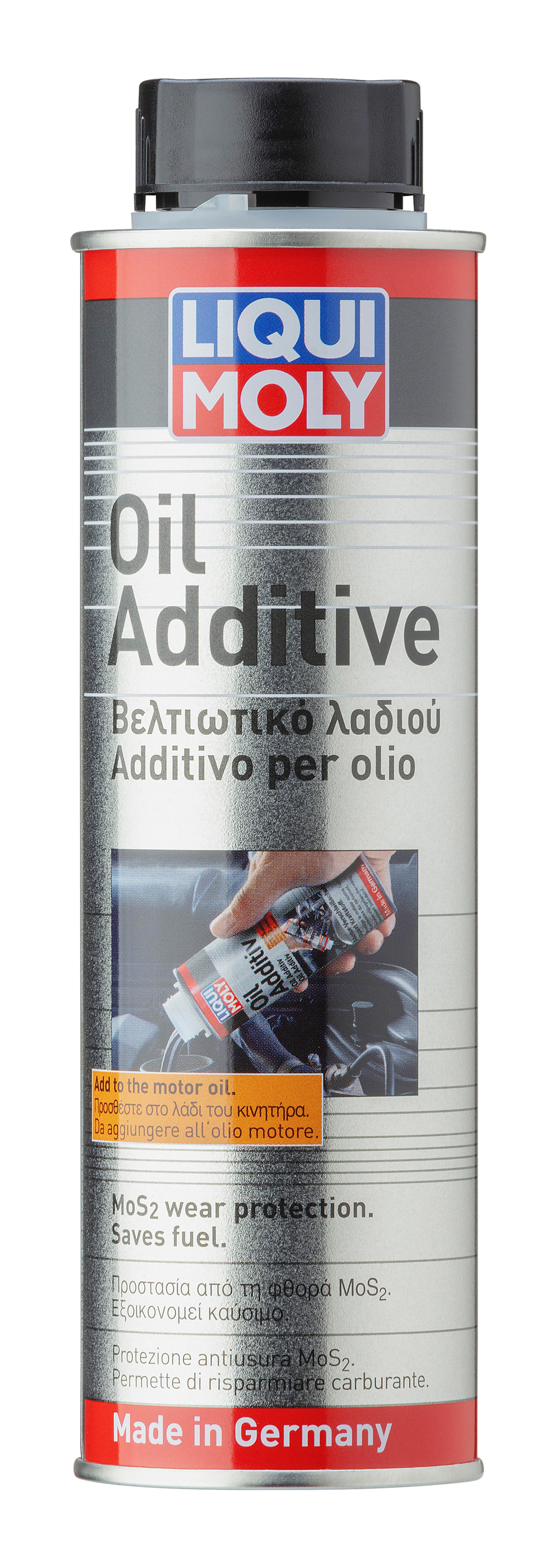 Liqui Moly Oil Additive bottle for vehicle engine treatment, with branding and product label visible.