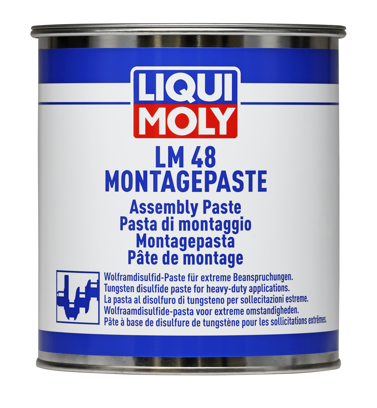 Liqui Moly LM 48 installation paste container with lid, used as grease and lubricant for automotive and mechanical applications.