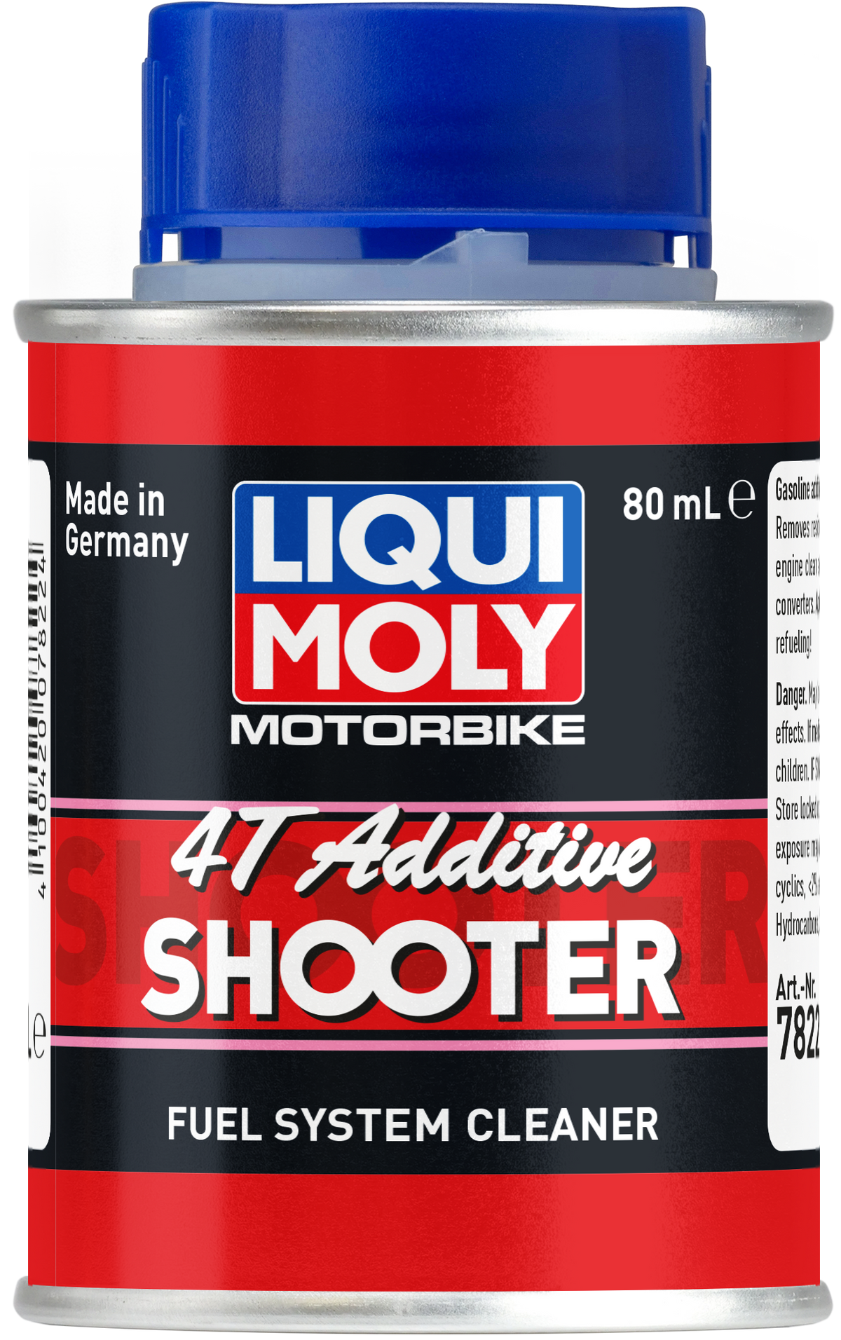Liqui Moly Motorbike 4T Shooter 80ml bottle with label, designed for motorcycle engine lubrication and maintenance.