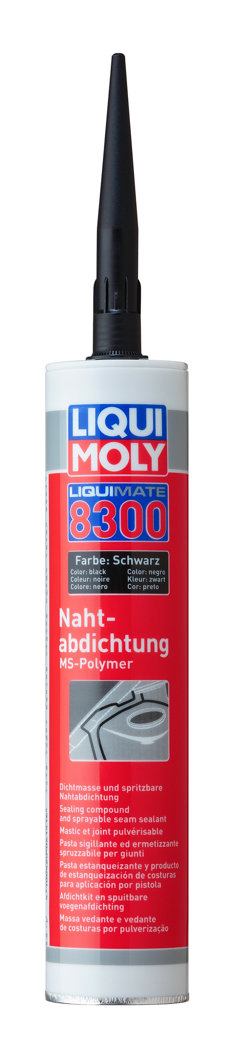 Liqui Moly Liquimate 8300 seam sealant in a 310ml tube, suitable for automotive repairs, with applicator tip visible.