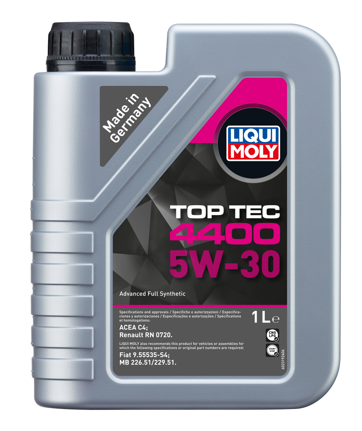 Liqui Moly Top Tec 4400 5W-30 engine oil bottle with label, shown against a neutral background.