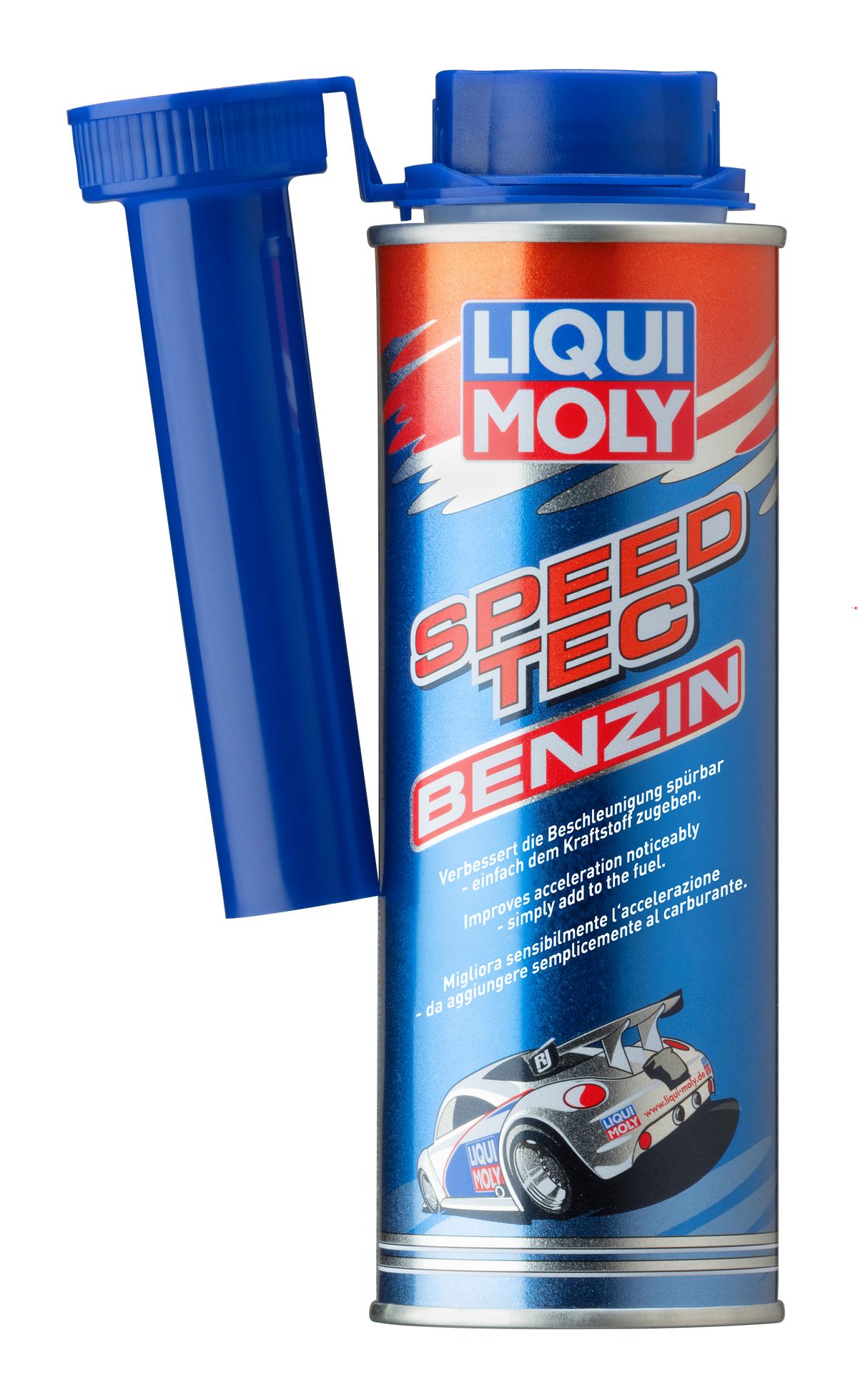Liqui Moly Speed Tec gasoline additive bottle, 250ml, for engine performance and fuel efficiency in vehicles.