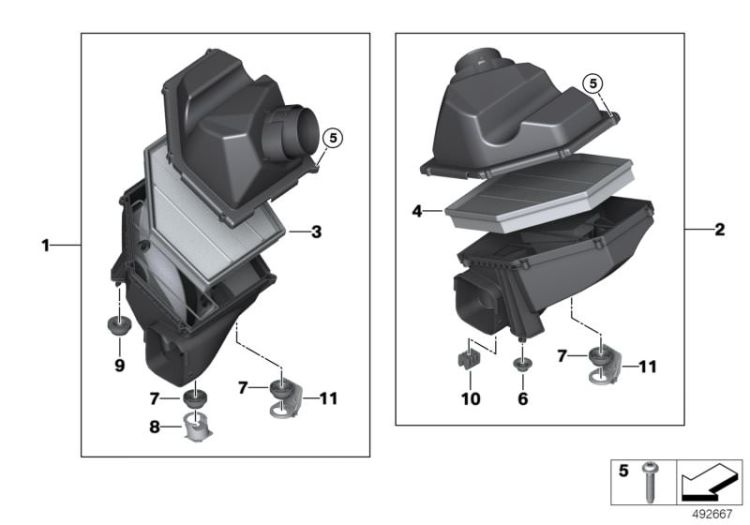 Genuine BMW N63B Air Filter – Cylinders 1–4 – Cold-Climate – 13718699811. OEM reference diagram: only element 3 is supplied; the complete airbox is not included.
