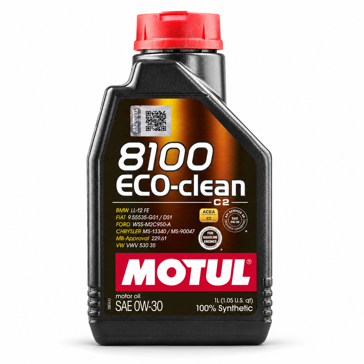 Motul 8100 Eco-Clean 0W-30 1L oil bottle; selected service-kit oil reference, see each listing for supplied quantities.