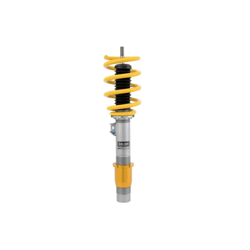 Ohlins Road & Track Coilovers DFV 1-way for BMW 1M Coupé E82 2011-2012, TUV approved, with adjustable suspension components.