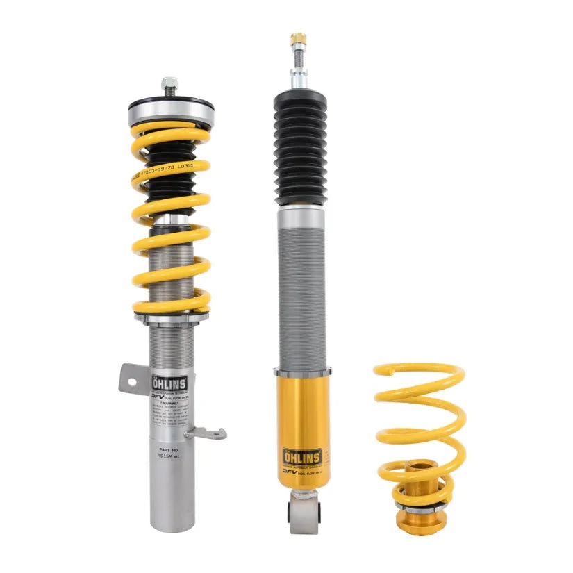 Ohlins Road & Track Coilovers DFV 1-way for Ford Focus RS MK3 2015-2018, showing adjustable suspension components.