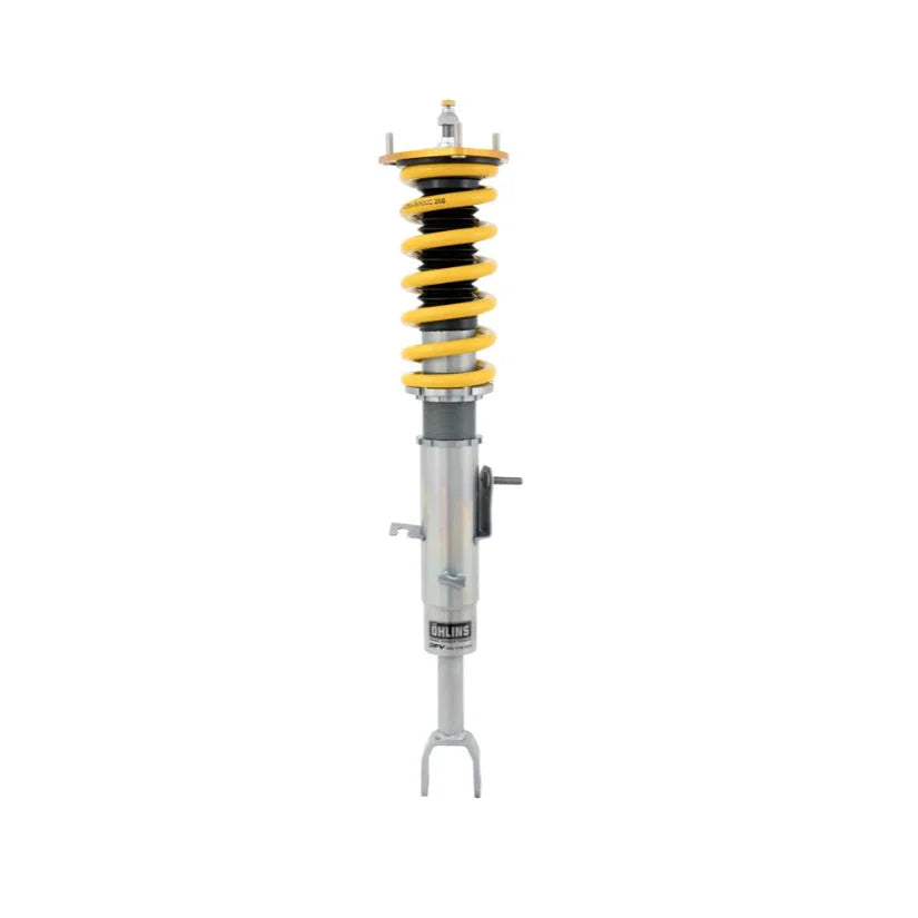 Ohlins Road & Track Coilovers DFV 1-way for Nissan 350Z Z33 2002-2009, showing close-up of coilover components and branding.