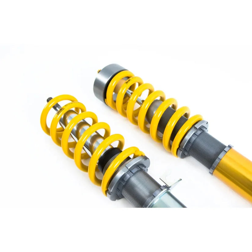 Ohlins Road & Track Coilovers DFV 1-way for Porsche 911 997 Carrera 2/S (2004-2011), TUV approved, installed on a sports car.