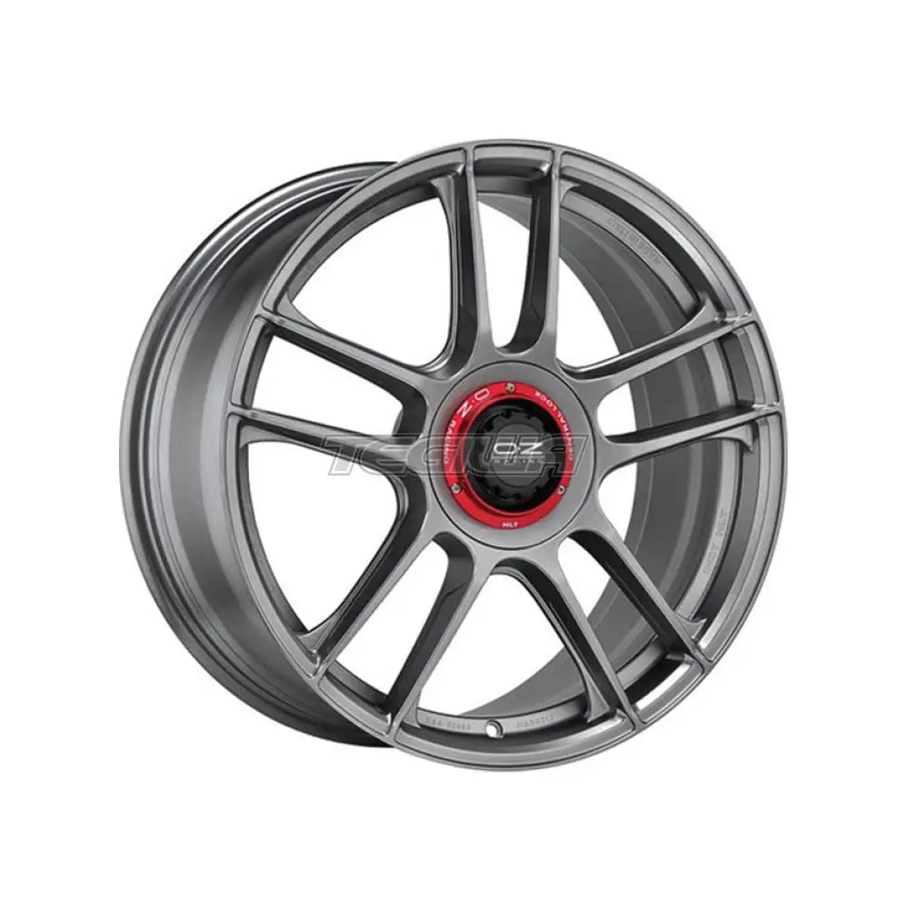 OZ Racing I-Tech Indy HLT alloy wheel in titanium finish, 20-inch, 5x112 bolt pattern, 10 ET, showcasing the wheel's design.