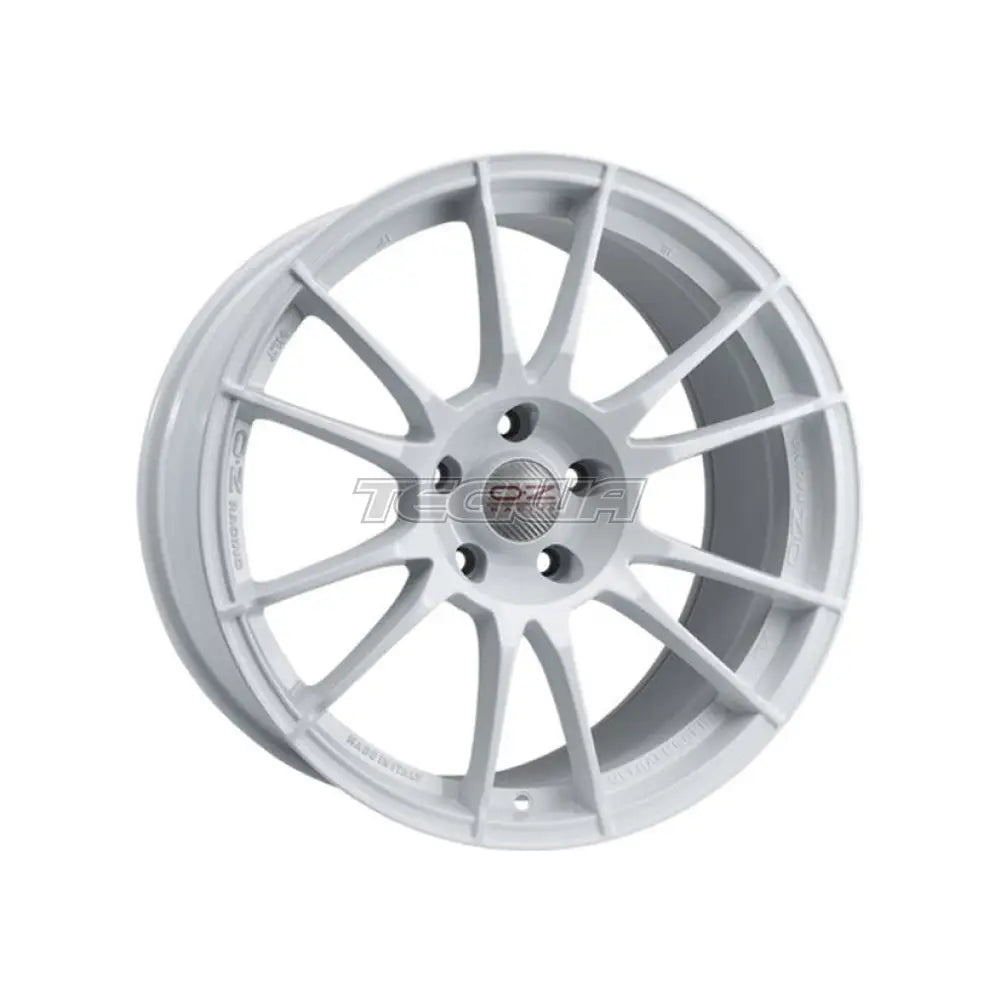 White OZ Racing Ultraleggera HLT 19-inch alloy wheel showing sleek multi-spoke design and polished finish.