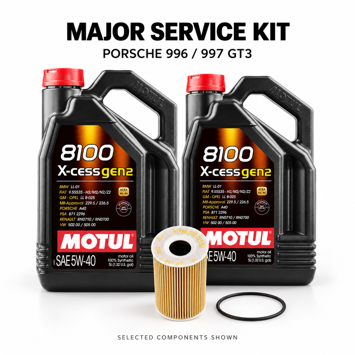 Porsche 997.1 / 997.2 GT3 Major Service Kit – selected components shown; see full contents