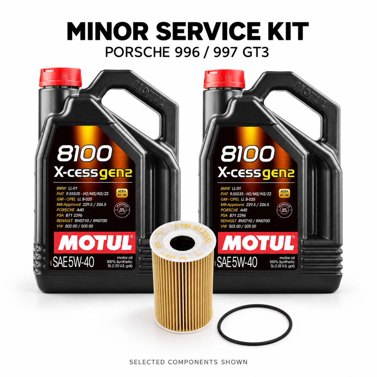 Porsche 996 GT3 Mk1 / Mk2 Minor Service Kit – selected components shown; see full contents