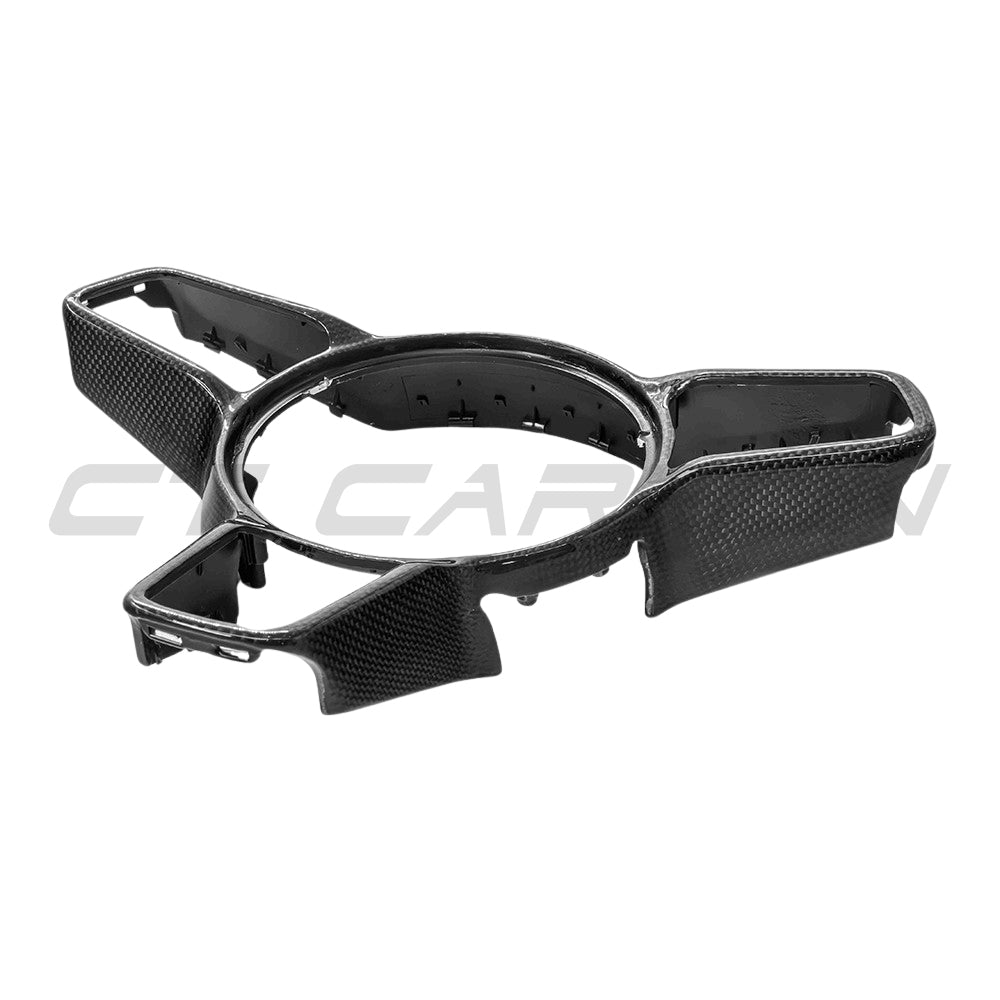 CT Carbon Porsche 911, Cayman, Boxster, Cayenne, Macan steering wheel trim with Sport Chrono, automotive accessories, high-quality finish.