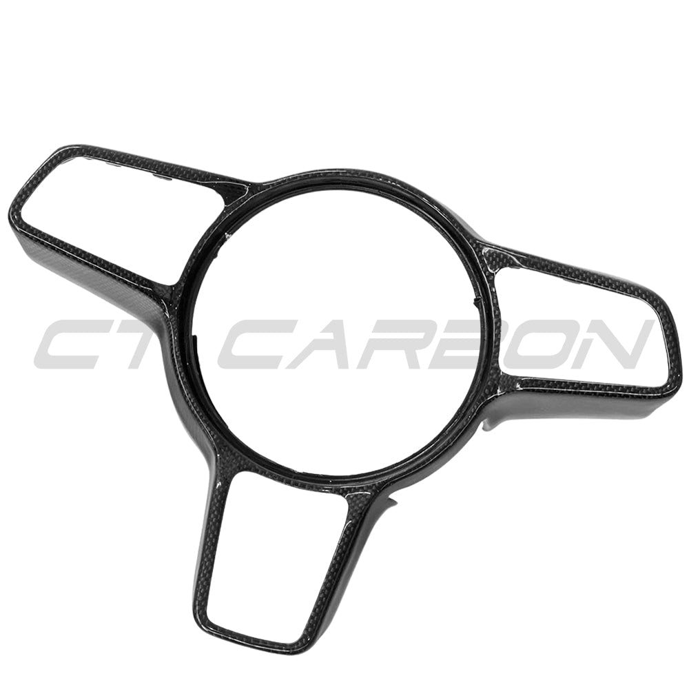 CT Carbon steering wheel trim with Sport Chrono for Porsche 911, Cayman, Boxster, Cayenne, and Macan 2013+ interior accessories