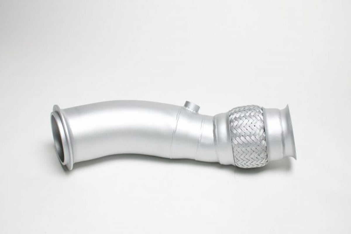 VRSF 4-inch ceramic decat downpipe for BMW N55 models including M135i, M235i, 335i, 435i, and M2, front view.