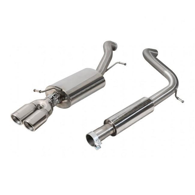 Cobra Sport VW Polo BlueGT 1.4 TSI cat back performance exhaust, stainless steel with dual tips, installed on a 2012-2013 vehicle.