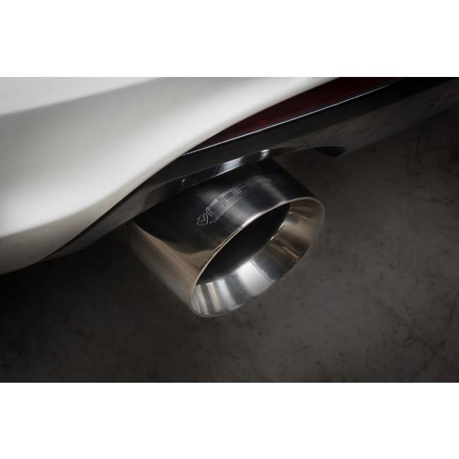 Cobra Sport VW Scirocco R 2.0 TSI turbo back race exhaust with Venom box delete, showcasing the sleek exhaust pipes and tips.