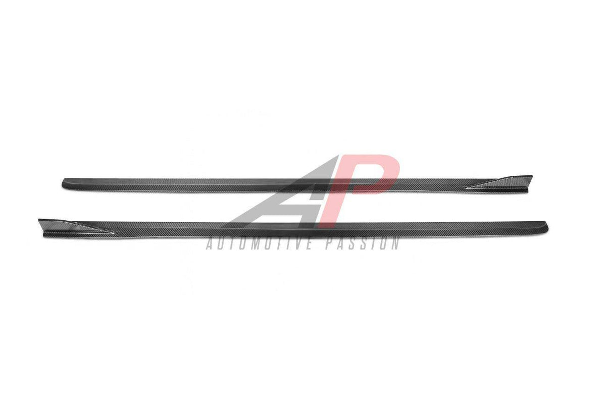AP Yaris GR dry carbon fiber side skirts for 2020+ Mk4 model, featuring sleek, lightweight aerodynamic design.